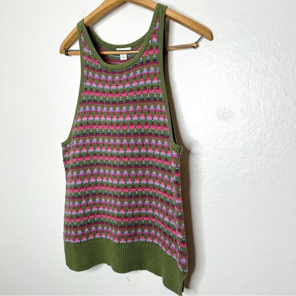 Sundance Olive Green and Lavender Knit Tank Top - Picture 3 of 6